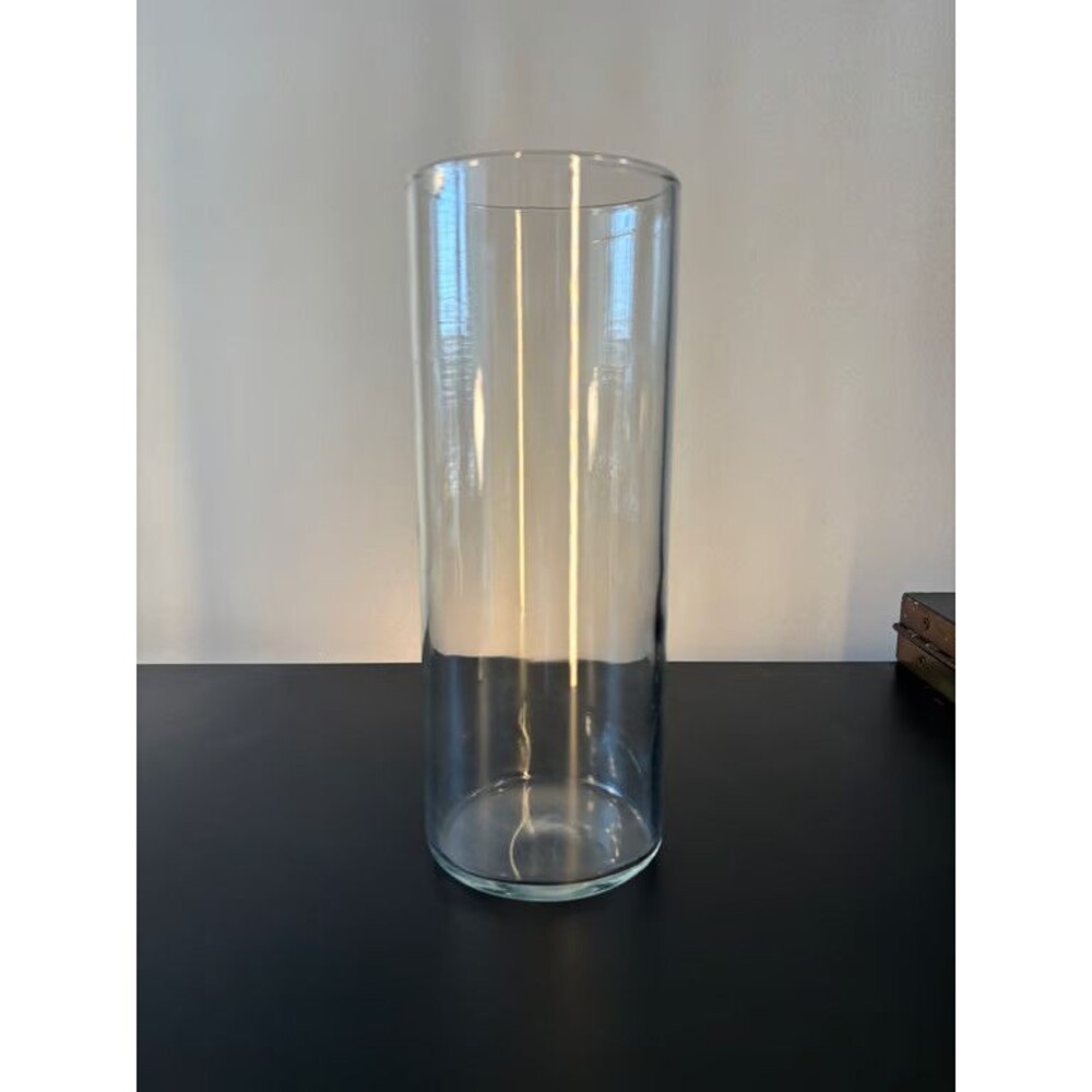 Tall Glass Cylinder Vase Clear Heavy Base Modern Minimalist Floral Centerpiece